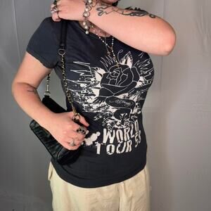ED HARDY Y2K Black and White Graphic Tee